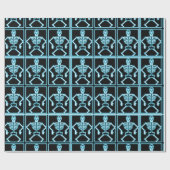 Elektrisch blauw skeletinpakpapier cadeaupapier (Vlak)