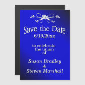 Elektrisch blauw sparen de Datum Magnetische Uitnodiging (Voorkant / Achterkant)