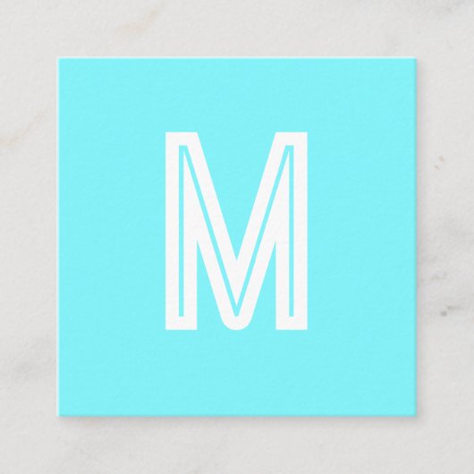 elektrisch blauw - vet monogram vierkante visitekaartje (Voorkant)