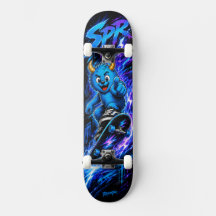 Elektrisch Blauwe Bliksem Monster Street Skate Art
