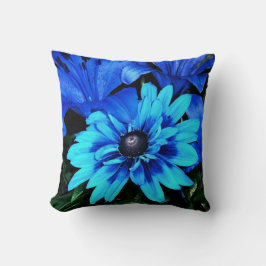 Elektrisch Blauwe Bloemen Kussen