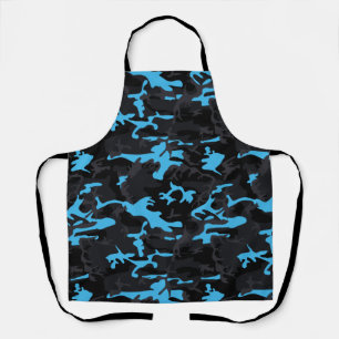 Elektrisch Blauwe Highlights Camo All-Over-Print T Schort