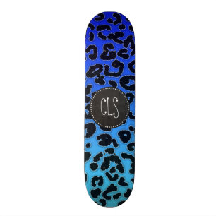 Elektrisch blauwe luipaard; Chalkboardblik Skateboard