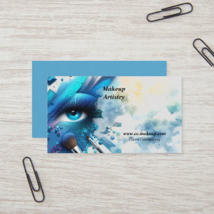 Elektrisch Blauwe Oogschaduw Make-up Visitekaartje