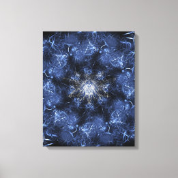 Elektrisch Blauwe Plasma Fractale Kunst Canvas Afdruk