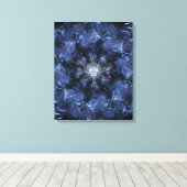 Elektrisch Blauwe Plasma Fractale Kunst Canvas Afdruk (Insitu (Houten vloer))