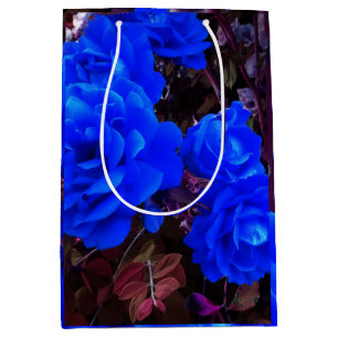 Elektrisch blauwe Rozen Medium Cadeauzakje