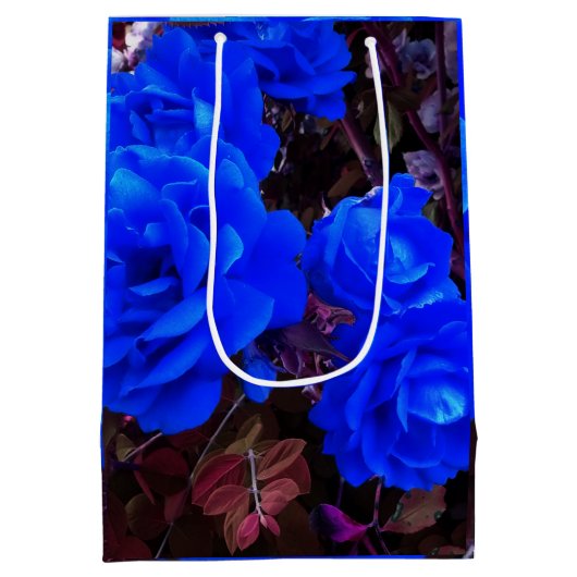 Elektrisch blauwe Rozen Medium Cadeauzakje (Achterkant)