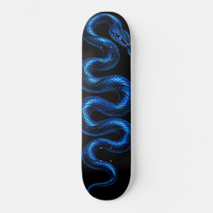 Elektrisch Blauwe Slang Skateboard Zwart Cyberpunk