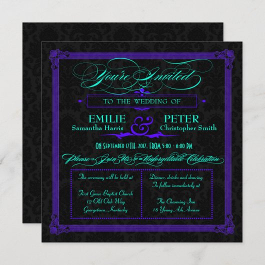 Elektrisch Blauwgroen en Paars groen Poster Kaart (Voorkant / Achterkant)