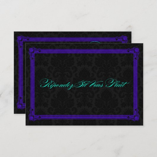 Elektrisch Blauwgroen en Paars Poster RSVP Kaartje (Voorkant / Achterkant)