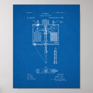 Elektrisch booglampoctrooi - blauwdruk poster