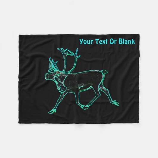 Elektrisch Caribisch gebied (rendier) Fleece Deken (Voorkant (Horizontaal))