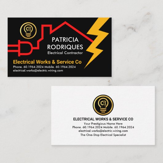 Elektrisch circuit aangedreven door bliksem visitekaartje (Voorkant / Achterkant)