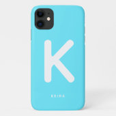 Elektrisch Cyaanblauwe Monogram Hoesje (Achterkant)