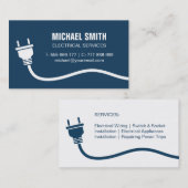 Elektrisch donkerblauw elektrische stekker visitekaartje (Voorkant / Achterkant)