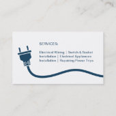 Elektrisch donkerblauw elektrische stekker visitekaartje (Achterkant)