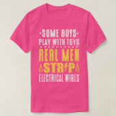 Elektrisch Echte Mannen van het Werk Strip Elektri T-shirt (Design voorkant)