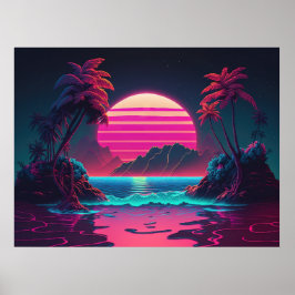 Elektrisch eiland: Synthwave-vormen in het Paradij Poster