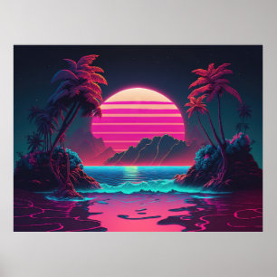 Elektrisch eiland: Synthwave-vormen in het Paradij Poster
