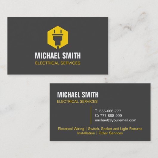 Elektrisch elektrische stroomaansluiting Hexagon L Visitekaartje (Voorkant / Achterkant)