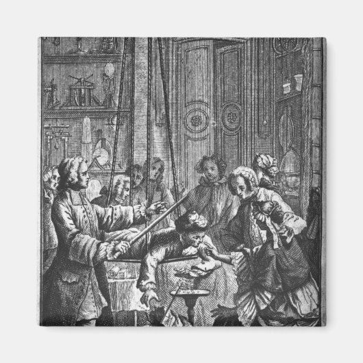 Elektrisch experiment uitgevoerd op een man magneet (Voorkant)