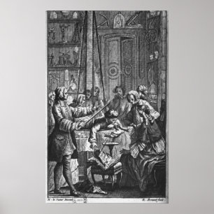 Elektrisch experiment uitgevoerd op een man poster