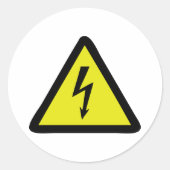 elektrisch flash-waarschuwingsteken ronde sticker (Voorkant)