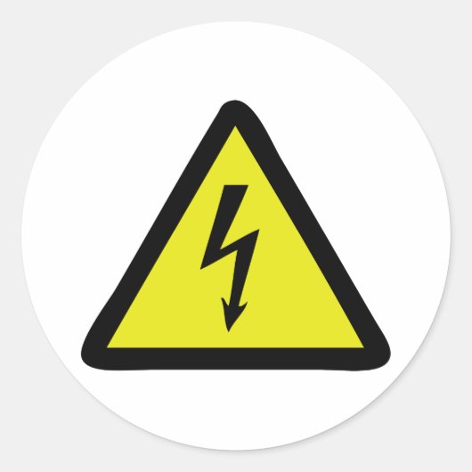elektrisch flash-waarschuwingsteken ronde sticker (Voorkant)
