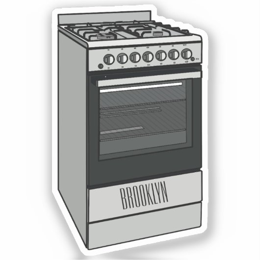 Elektrisch fornuis cartoon illustratie sticker (Voorkant)