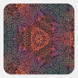 Elektrisch Fractal Kaleidoscoop Abstract Ontwerp Vierkante Sticker
