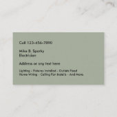 Elektrisch gebold modern design visitekaartje (Achterkant)
