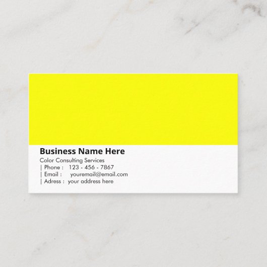 Elektrisch geel | "Helder en energiek" Visitekaartje (Achterkant)