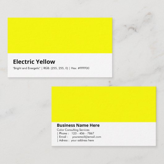 Elektrisch geel | "Helder en energiek" Visitekaartje (Voorkant / Achterkant)