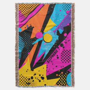 Elektrisch Geel Magenta Urban Grunge Halftone Deken