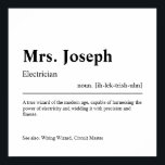 Elektrisch gepersonaliseerde cadeaus poster<br><div class="desc">Elegant,  creatief aangepast,  elektricien Gift in minimalistische stijl zwart-wit. Bekijk onze winkel - collectie voor anderen. Geef ons gratis een bericht als je hulp nodig hebt om dit aan te passen of om het even welke specifieke aanpassingsbehoeften aan te passen.</div>