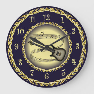 Elektrisch gitaar 02 ~ Musical Scroll/Gold/Navy/Bl Grote Klok