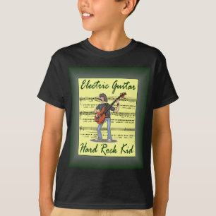 Elektrisch gitaar ~ Hard Rock-Kind ~ Blad Muziek T T-shirt
