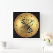 Elektrisch gitaar ~ Musical Scroll ~ Golden Wereld Vierkante Klok (Huis)