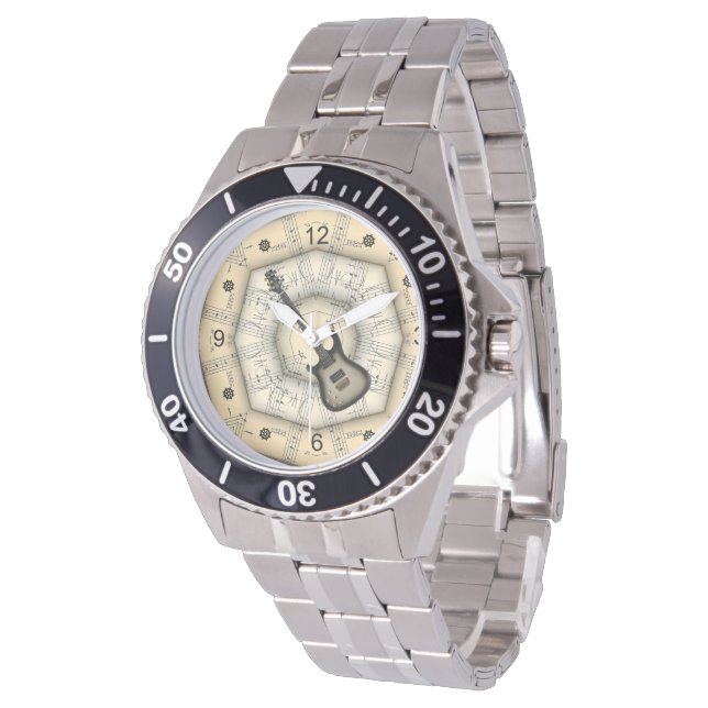 Elektrisch gitaar ~ Vreemd muziekontwerp ~ Uniek Horloge (Gekanteld)