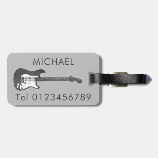 Elektrisch gitaarmonogram bagagelabel (Achterkant horizontaal)