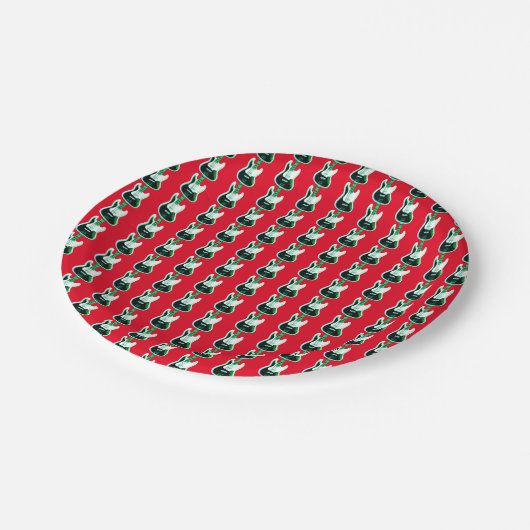 Elektrisch gitaarpatroon papieren bordje (Gekanteld)