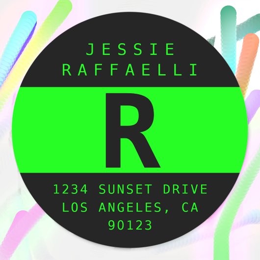 Elektrisch Groen Modern Adres van de Terugkeer Ronde Sticker