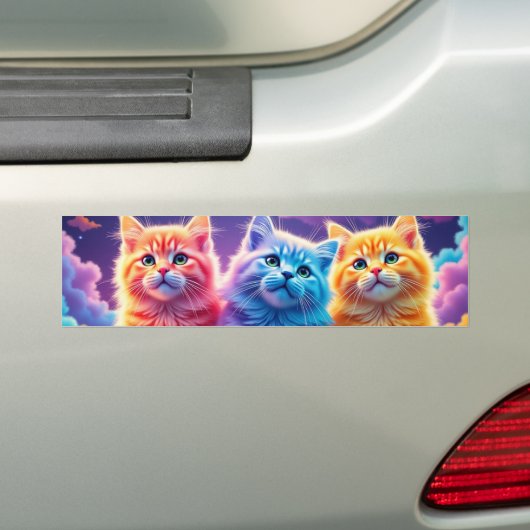 Elektrisch Kitten Trio Portret Bumpersticker (Op auto)