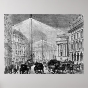 Elektrisch licht in het huis van de directie poster