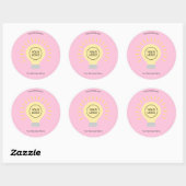 Elektrisch Licht Uw Logo Bord Roze Custom Business Ronde Sticker (Vel)