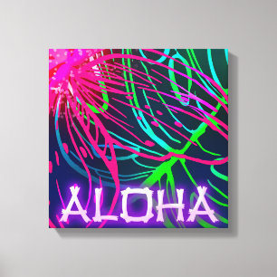 Elektrisch Luau Tropische Nacht Neon Aloha Canvas Afdruk