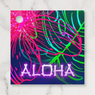 Elektrisch Luau Tropische Nacht Neon Aloha Feest Bedankjes Labels
