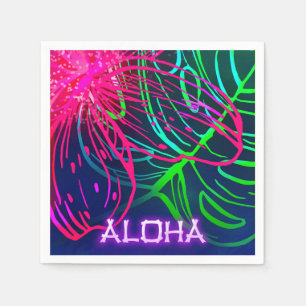 Elektrisch Luau Tropische Nacht Neon Aloha Feest Servet