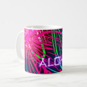 Elektrisch Luau Tropische Nacht Neon Aloha Paradij Koffiemok